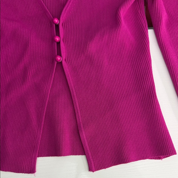 Express Fuchsia Ribbed Knit Top - Picture 3 of 3